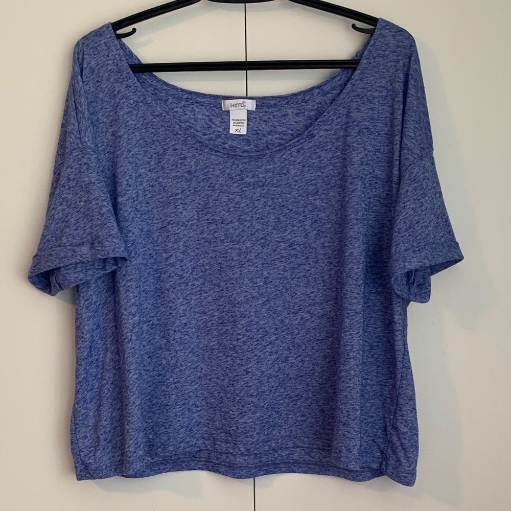 Kirra Peppered Purple Cotton Blend American 🇺🇸 Made Crop Top Size XL